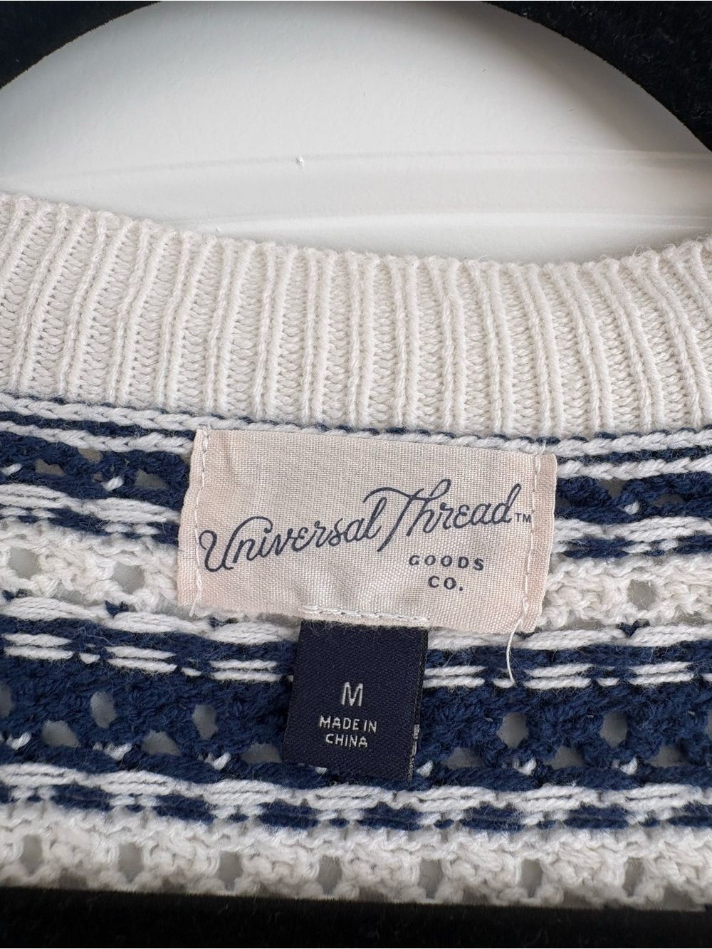 Universal Thread Navy & Cream Crochet Stripe Button-Front Cardigan - Picture 2 of 3